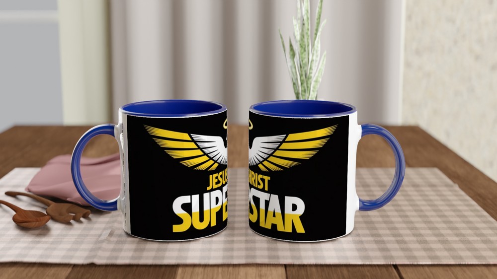 Jesus Christ Superstar Mug | 70s Rock Opera Gift | Musical Theatre Present for Him and Her | Superstar Dove Design — view 4