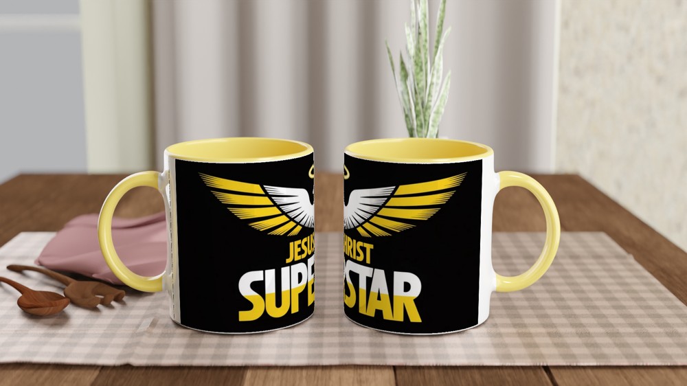 Jesus Christ Superstar Mug | 70s Rock Opera Gift | Musical Theatre Present for Him and Her | Superstar Dove Design — view 8