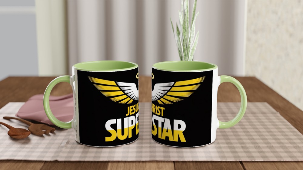 Jesus Christ Superstar Mug | 70s Rock Opera Gift | Musical Theatre Present for Him and Her | Superstar Dove Design — view 5
