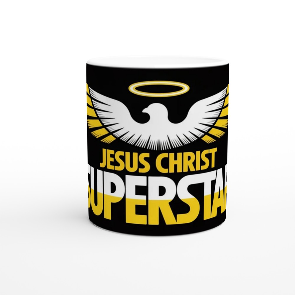 Jesus Christ Superstar Mug | 70s Rock Opera Gift | Musical Theatre Present for Him and Her | Superstar Dove Design — view 11