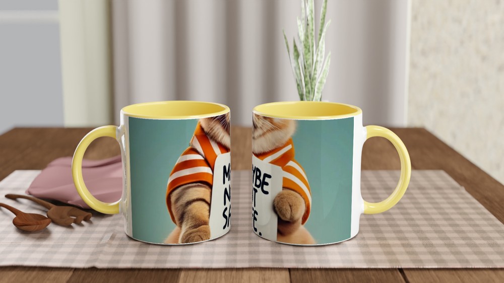 Funny Cat Holding Maybe Not Safe Sign Mug — view 8