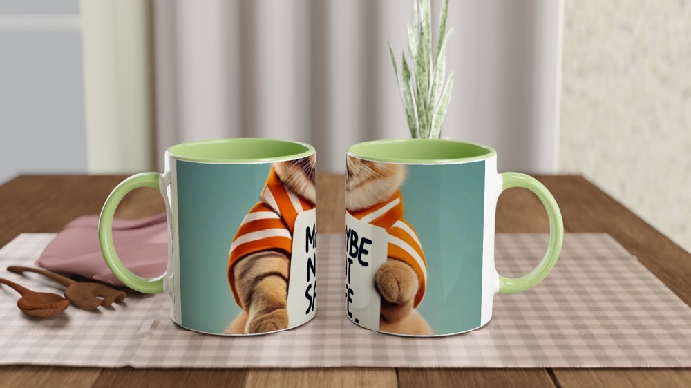 Funny Cat Holding Maybe Not Safe Sign Mug — view 5