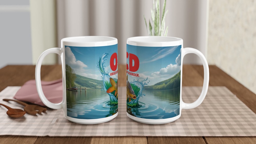 OCD Obsessive Carp Disorder Funny Fishing Mug — view 2