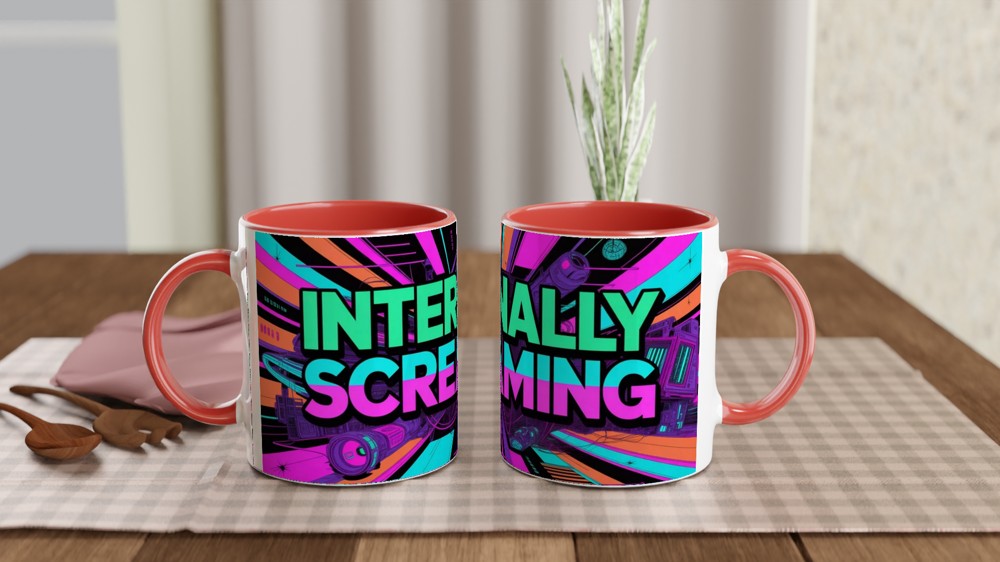 Internally Screaming Mug | Cyberpunk Office Gift | Funny Colleague Leaving Present | Rude Workplace Mug — view 7