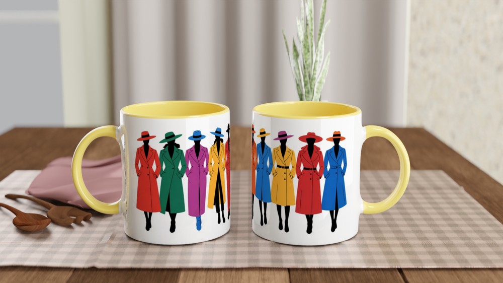 Elegant Fashion Mug | Coat and Hat Silhouette Gift | Mug for Her | Best Friend Birthday Present — view 8