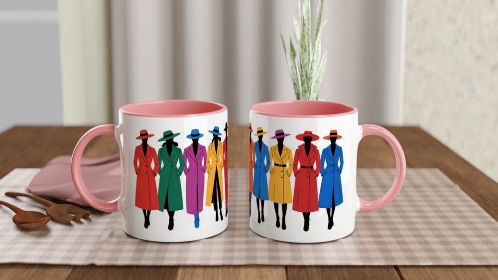 Elegant Fashion Mug | Coat and Hat Silhouette Gift | Mug for Her | Best Friend Birthday Present — view 6