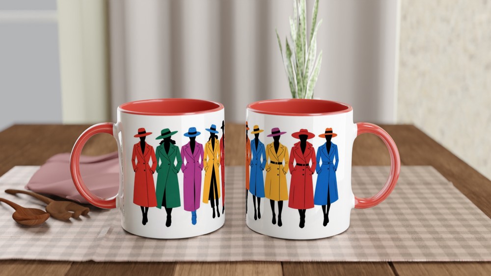 Elegant Fashion Mug | Coat and Hat Silhouette Gift | Mug for Her | Best Friend Birthday Present — view 7