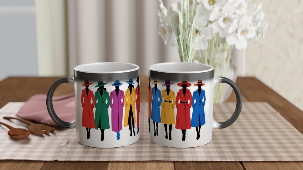Elegant Fashion Mug | Coat and Hat Silhouette Gift | Mug for Her | Best Friend Birthday Present — view 3