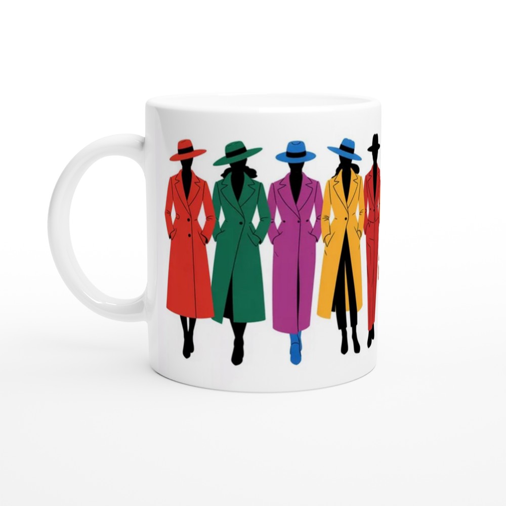 Elegant Fashion Mug | Coat and Hat Silhouette Gift | Mug for Her | Best Friend Birthday Present — view 10