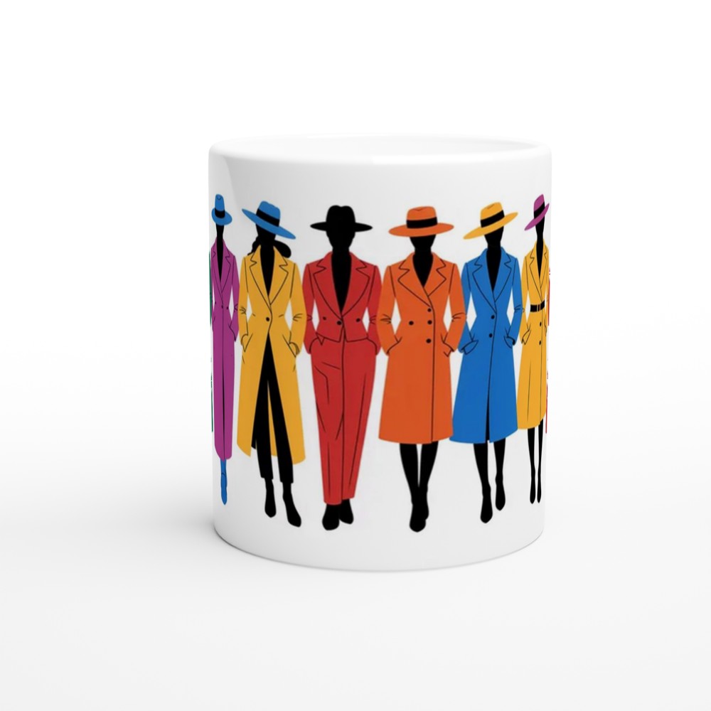 Elegant Fashion Mug | Coat and Hat Silhouette Gift | Mug for Her | Best Friend Birthday Present — view 11