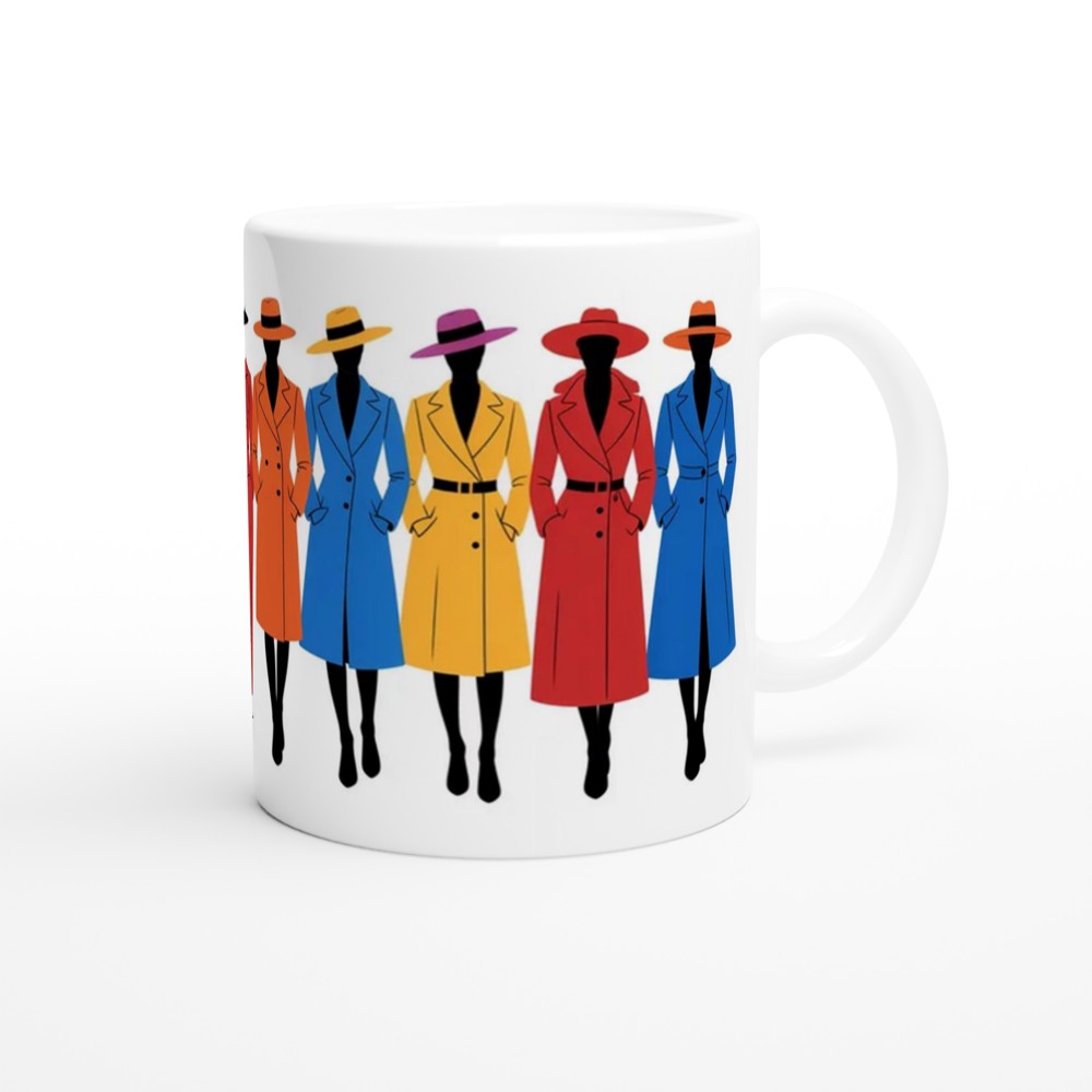 Elegant Fashion Mug | Coat and Hat Silhouette Gift | Mug for Her | Best Friend Birthday Present — view 12