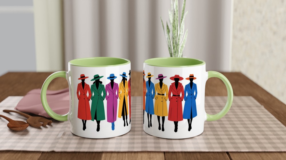 Elegant Fashion Mug | Coat and Hat Silhouette Gift | Mug for Her | Best Friend Birthday Present — view 5