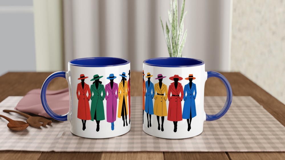 Elegant Fashion Mug | Coat and Hat Silhouette Gift | Mug for Her | Best Friend Birthday Present — view 4