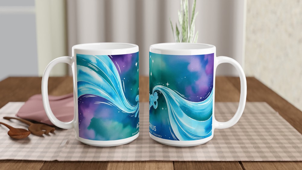 Aquarius Mug | Zodiac Astrology Gift | Water Bearer Star Sign Present | Birthday Gift for Best Friend — view 2