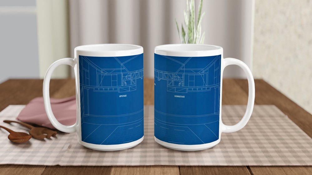 Theatre Blueprint Mug | Stage Manager Gift | Drama Teacher Present | Musical Theatre Lover Mug — view 2