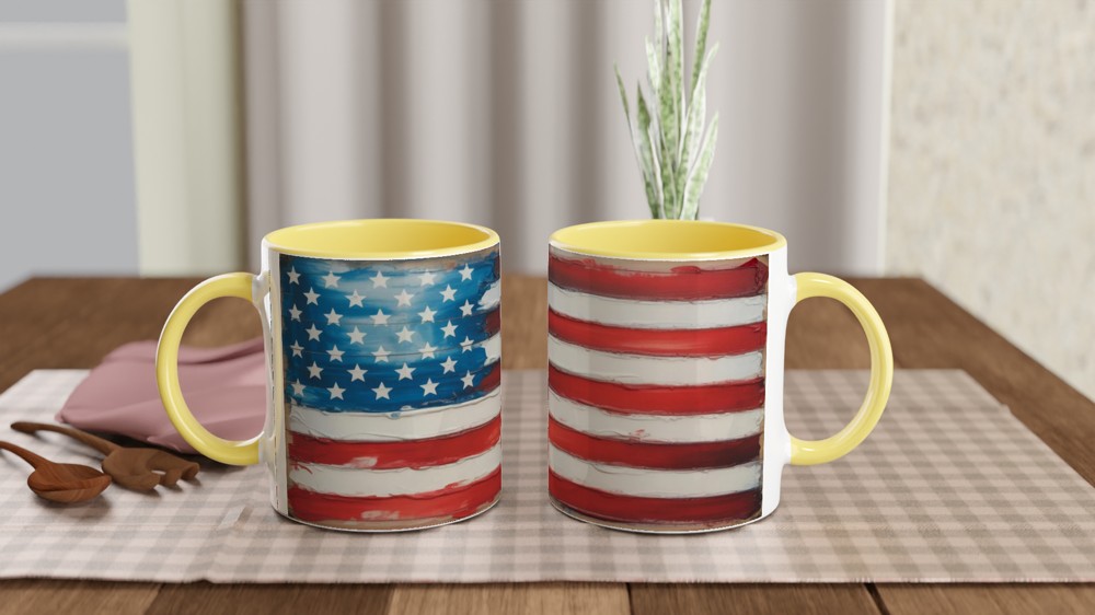 Rustic Painted American Flag Mug - Patriotic USA Art Design — view 8