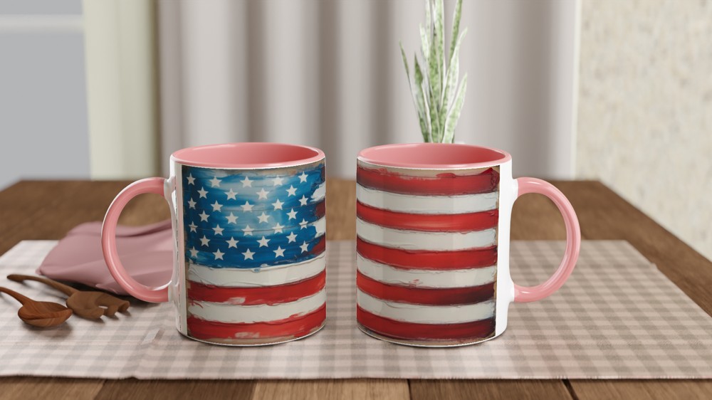 Rustic Painted American Flag Mug - Patriotic USA Art Design — view 6