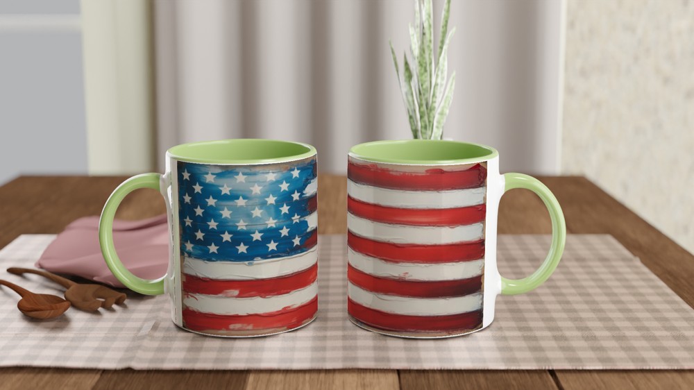 Rustic Painted American Flag Mug - Patriotic USA Art Design — view 5