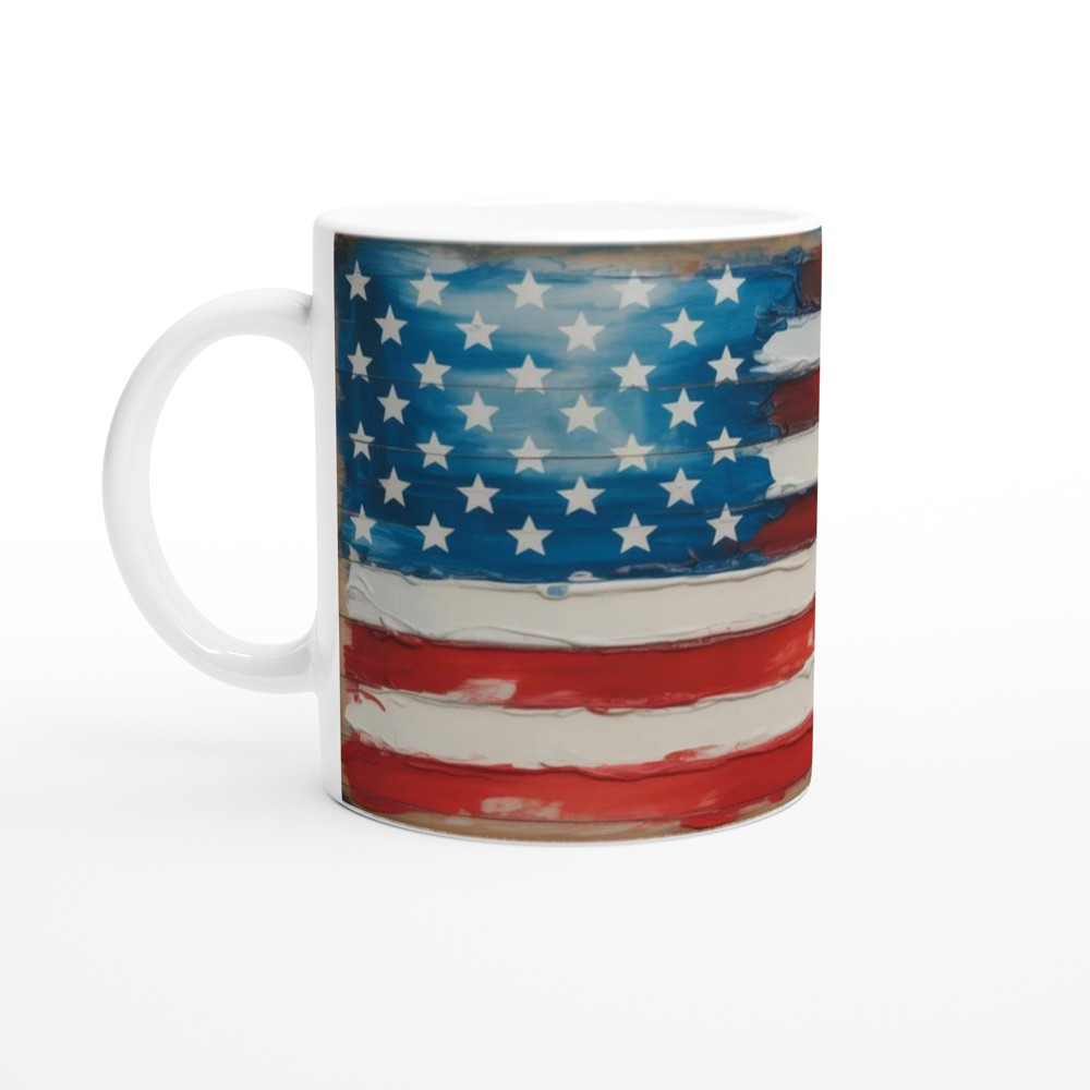 Rustic Painted American Flag Mug - Patriotic USA Art Design — view 10