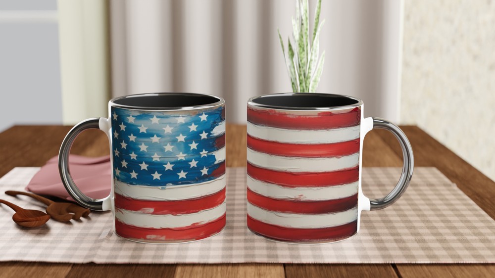 Rustic Painted American Flag Mug - Patriotic USA Art Design — view 9