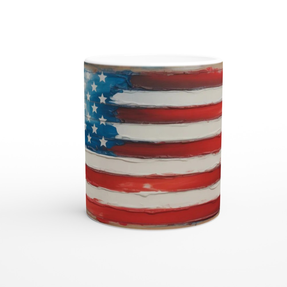 Rustic Painted American Flag Mug - Patriotic USA Art Design — view 11