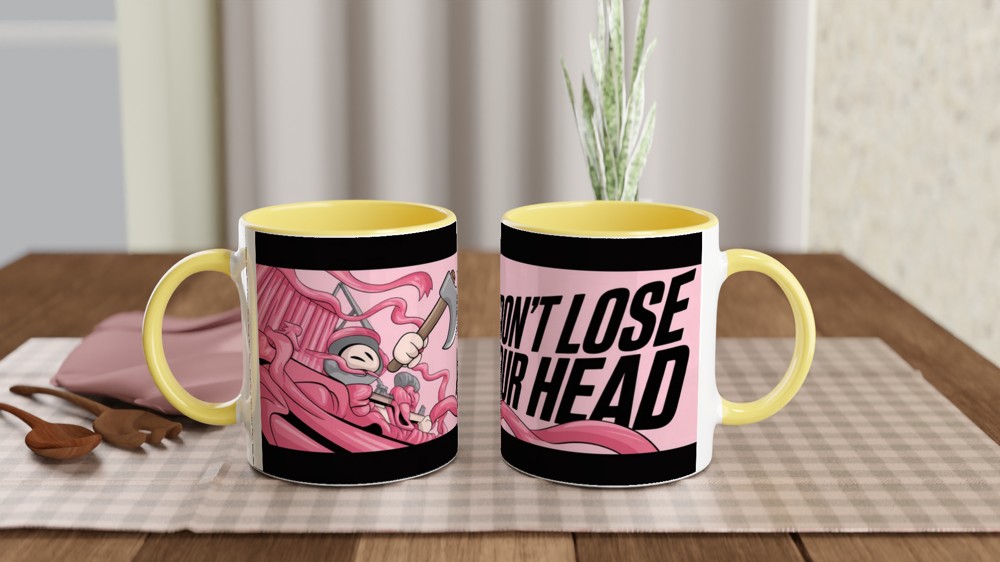 Don't Lose Your Head - Cartoon Warrior vs Tentacle Monster Mug — view 8