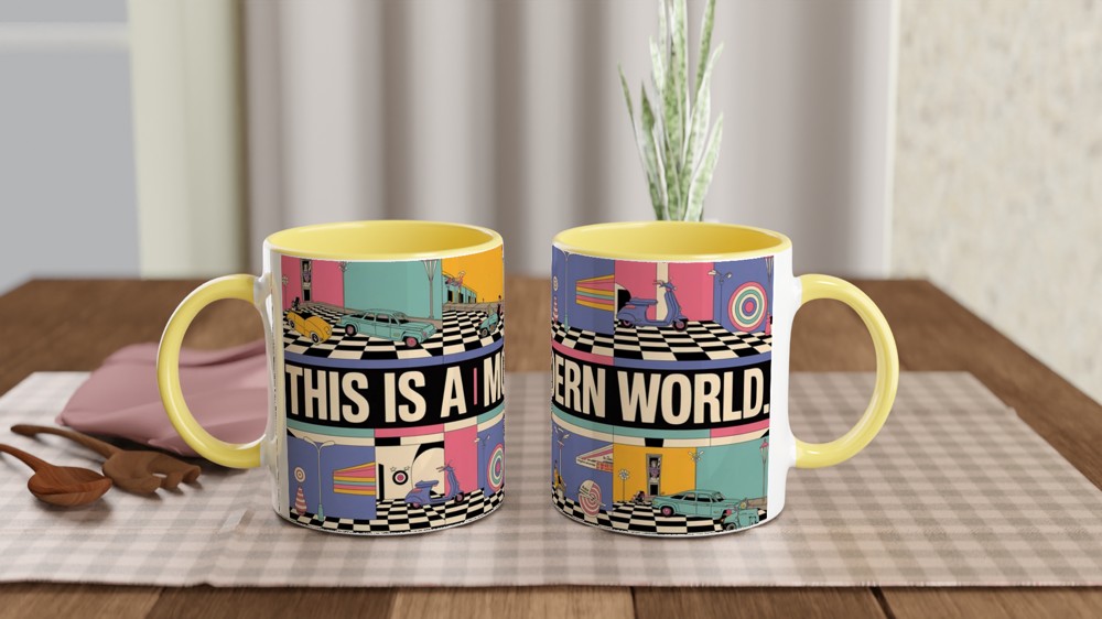 Mod Mug | This is a MODern World Retro Scooter Design | Gift for Him or Dad | 1960s Target and Checkerboard Coffee Mug — view 8