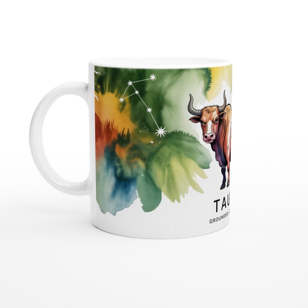 Taurus Zodiac Mug | Astrology Star Sign Gift | Watercolor Bull Constellation Present | Birthday Gift for Her or Him — view 10