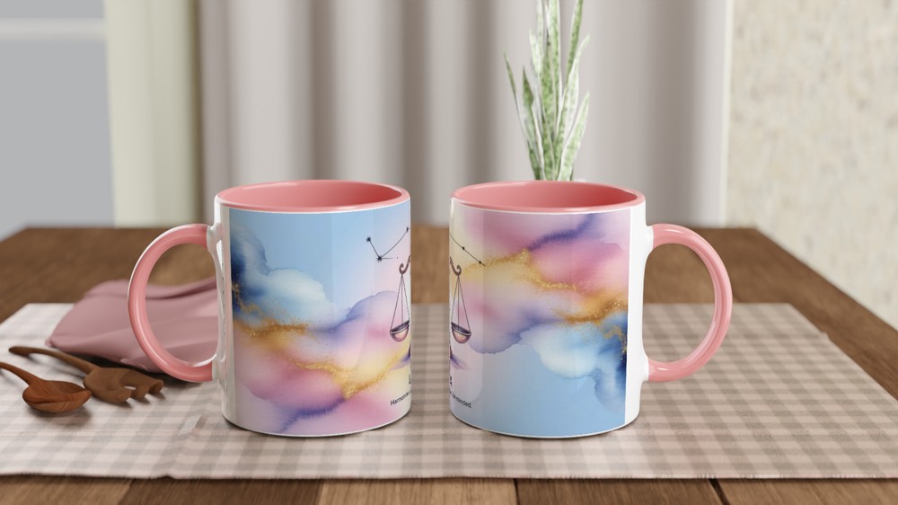 Libra Zodiac Sign Watercolour Mug - Harmonious Diplomatic Fair-Minded — view 6