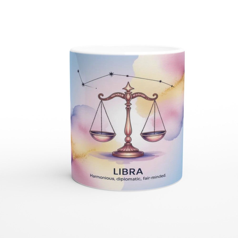 Libra Zodiac Sign Watercolour Mug - Harmonious Diplomatic Fair-Minded — view 11