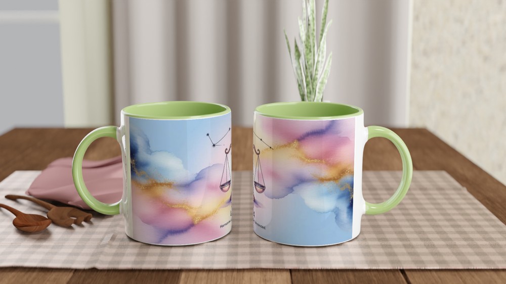 Libra Zodiac Sign Watercolour Mug - Harmonious Diplomatic Fair-Minded — view 5