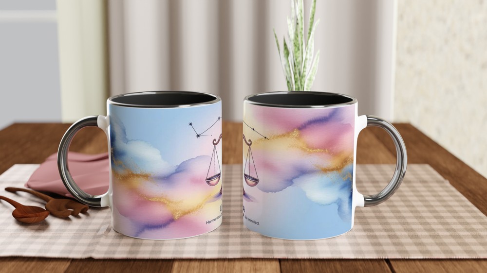 Libra Zodiac Sign Watercolour Mug - Harmonious Diplomatic Fair-Minded — view 9
