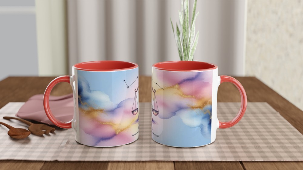 Libra Zodiac Sign Watercolour Mug - Harmonious Diplomatic Fair-Minded — view 7
