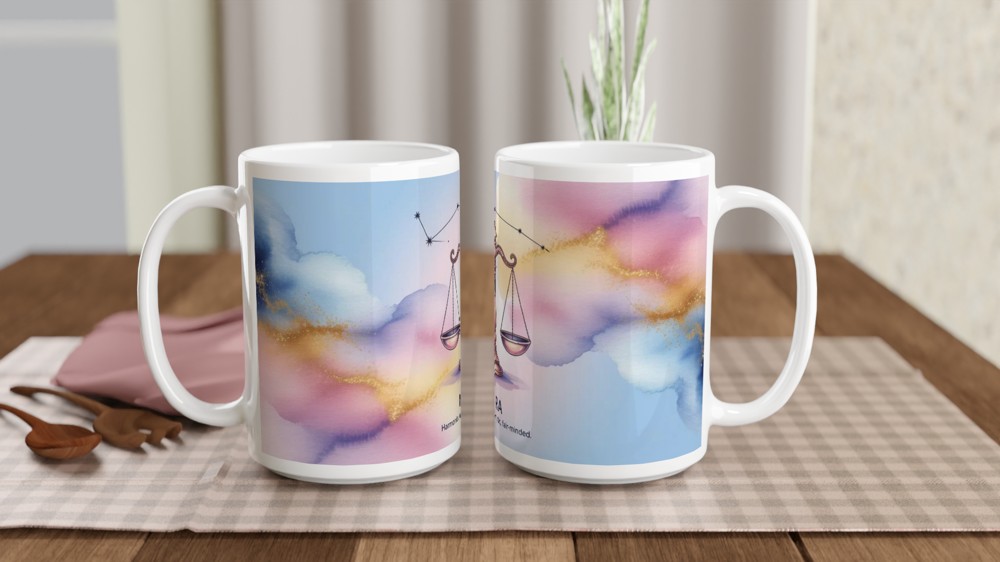 Libra Zodiac Sign Watercolour Mug - Harmonious Diplomatic Fair-Minded — view 2