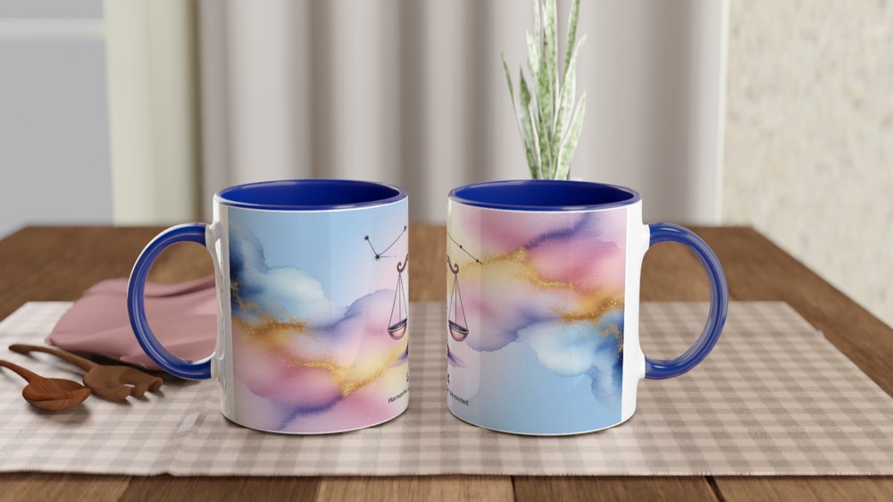Libra Zodiac Sign Watercolour Mug - Harmonious Diplomatic Fair-Minded — view 4