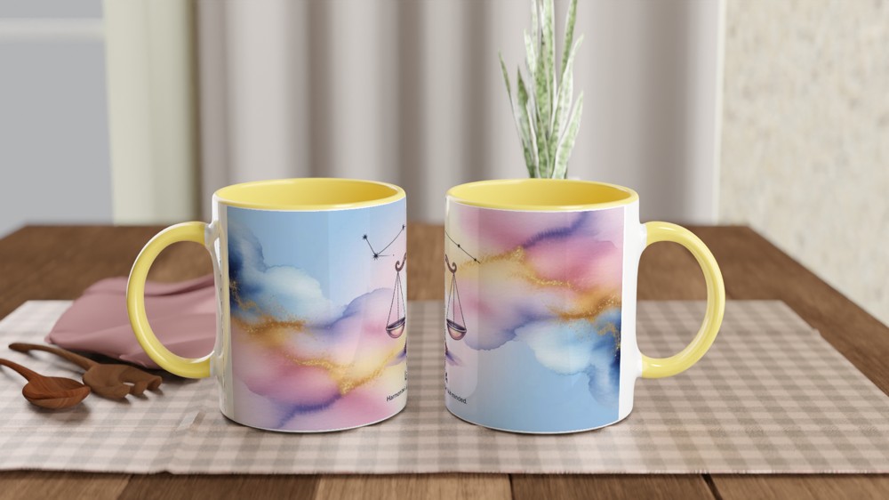 Libra Zodiac Sign Watercolour Mug - Harmonious Diplomatic Fair-Minded — view 8