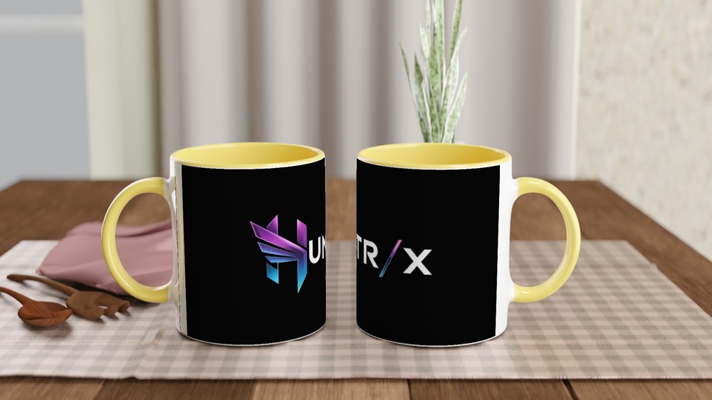 Gaming Mug | Huntr/x Logo Design | Sci-Fi Gamer Gift for Him | Futuristic Purple and Blue Geometric Mug — view 8