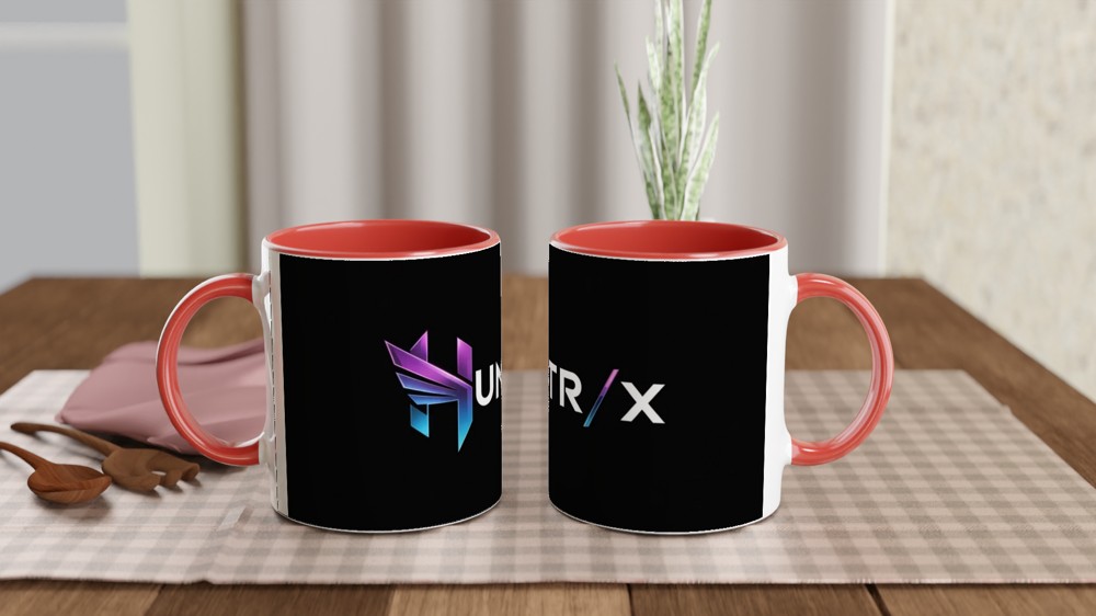 Gaming Mug | Huntr/x Logo Design | Sci-Fi Gamer Gift for Him | Futuristic Purple and Blue Geometric Mug — view 7