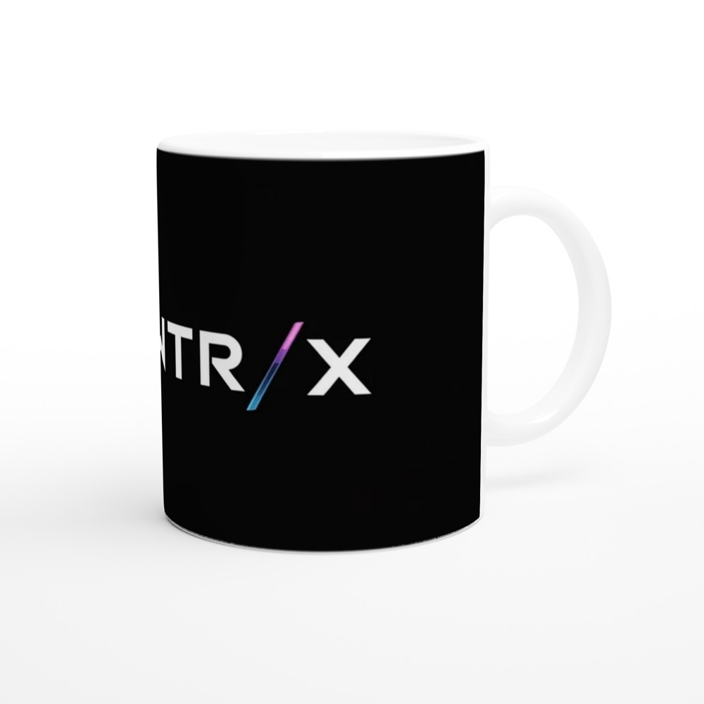 Gaming Mug | Huntr/x Logo Design | Sci-Fi Gamer Gift for Him | Futuristic Purple and Blue Geometric Mug — view 12