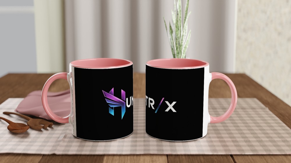 Gaming Mug | Huntr/x Logo Design | Sci-Fi Gamer Gift for Him | Futuristic Purple and Blue Geometric Mug — view 6