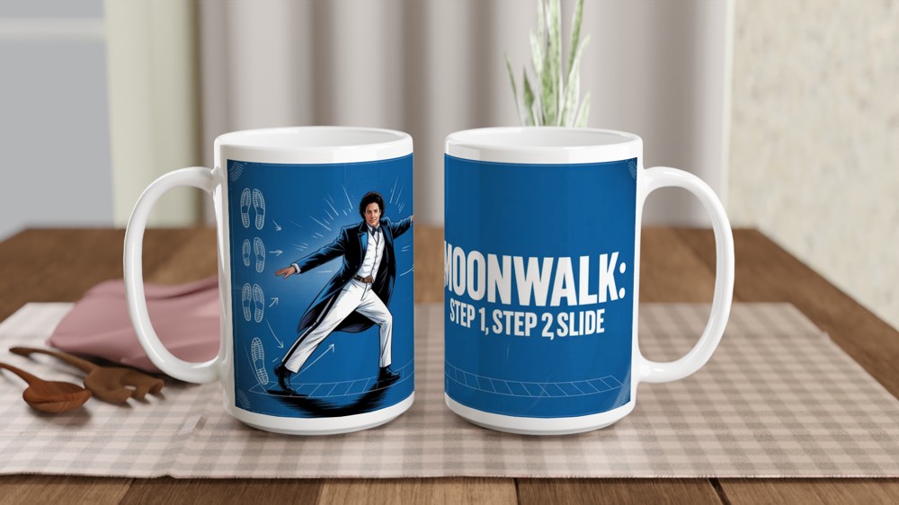 MJ The Musical Mug | Signature Move Blueprint Design | Musical Theatre Gift | Present for West End Fan — view 2