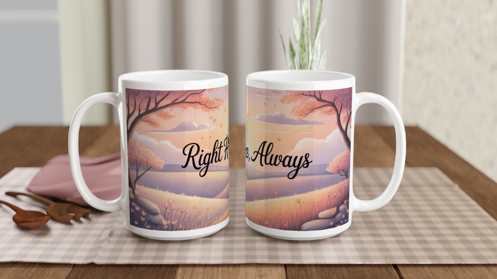 Romantic Love Mug | 'Right Here, Always' Quote | Anniversary Gift for Him or Her | Valentine's Day Present for Couples — view 2