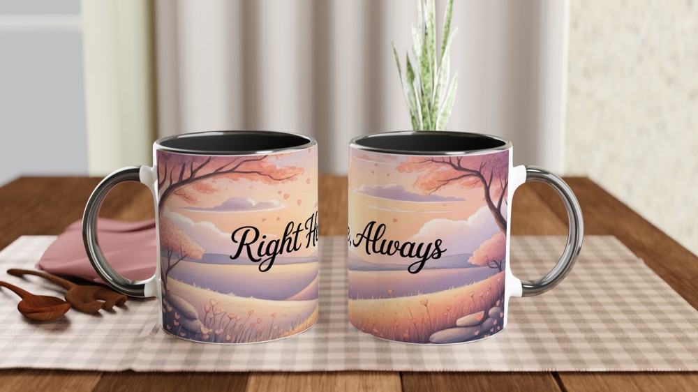 Romantic Love Mug | 'Right Here, Always' Quote | Anniversary Gift for Him or Her | Valentine's Day Present for Couples — view 9