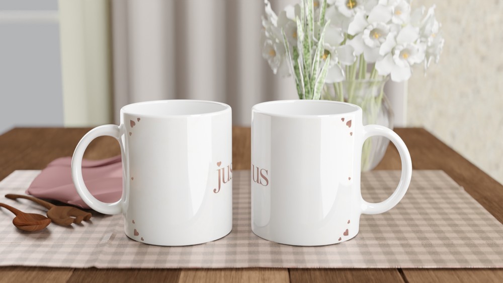 Just Us Rose Gold Hearts Romantic Mug