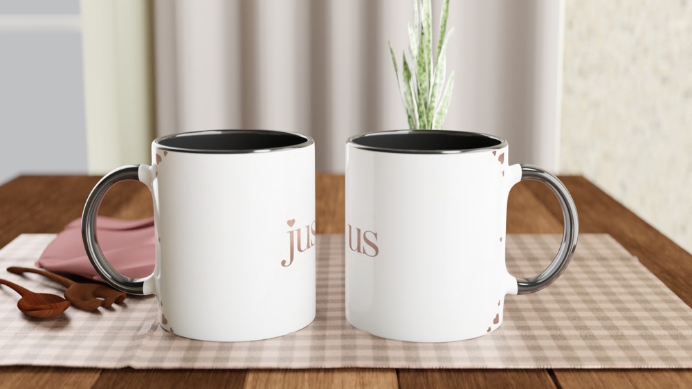 Just Us Rose Gold Hearts Romantic Mug — view 9