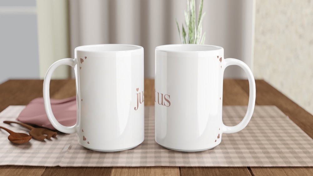 Just Us Rose Gold Hearts Romantic Mug — view 2