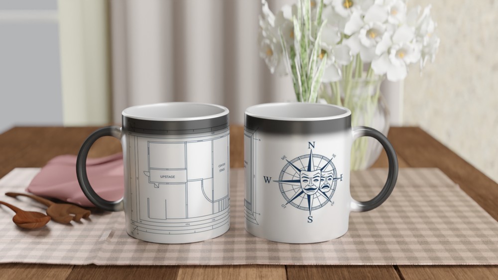 Theatre Stage Blueprint Compass Rose Mug - Drama Gift — view 3