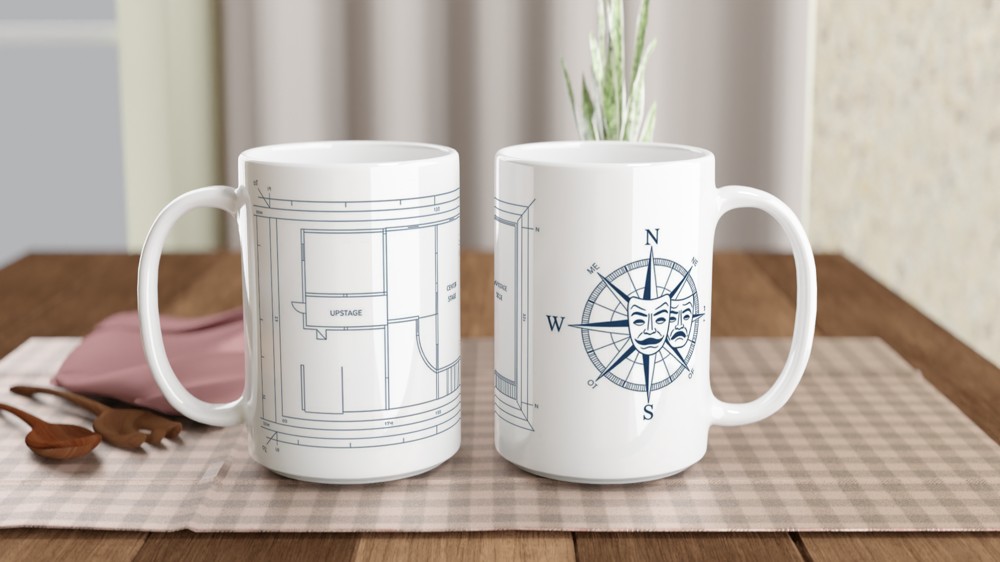 Theatre Stage Blueprint Compass Rose Mug - Drama Gift — view 2