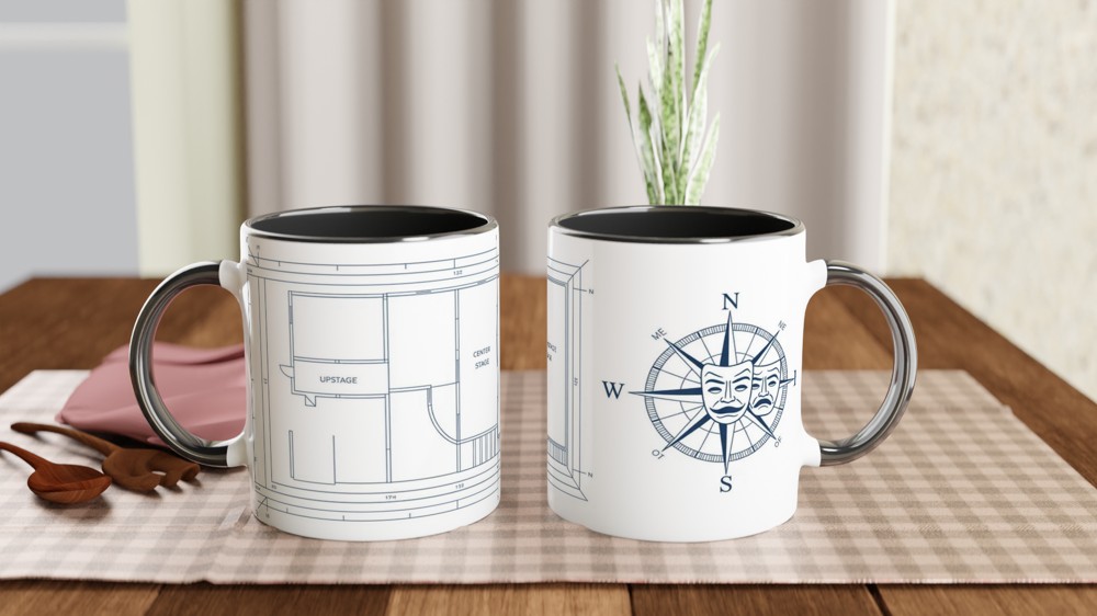 Theatre Stage Blueprint Compass Rose Mug - Drama Gift — view 9