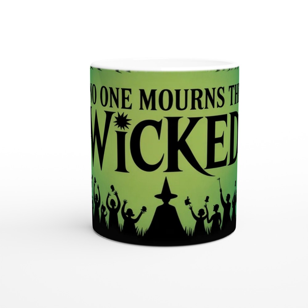 Wicked Mug | No One Mourns the Wicked Song Quote | Musical Theatre Gift | Elphaba Silhouette Present for Theatre Lovers — view 11
